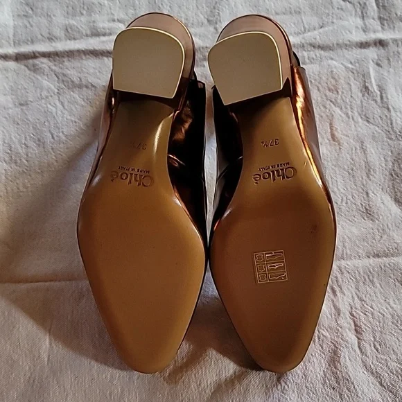 Chloe Sandals, Size 37.5, Copper Leather